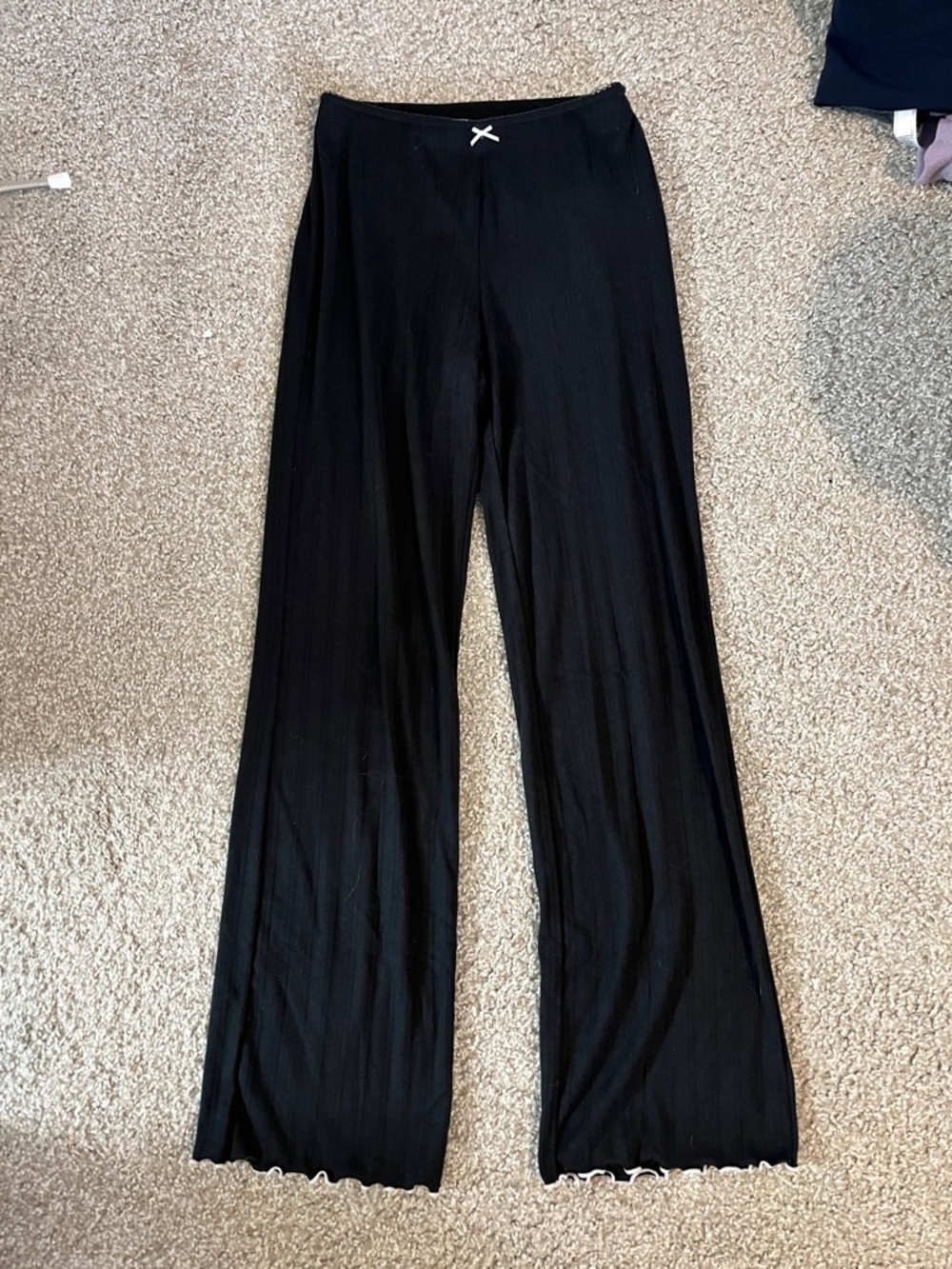 Abercrombie & Fitch Black Wide-Leg Pointelle Lounge Pants